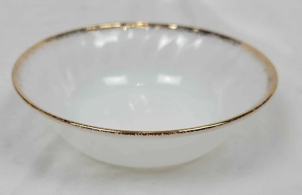 Vintage Oven Fire-King Ware White Porcelain Shallow Bowl